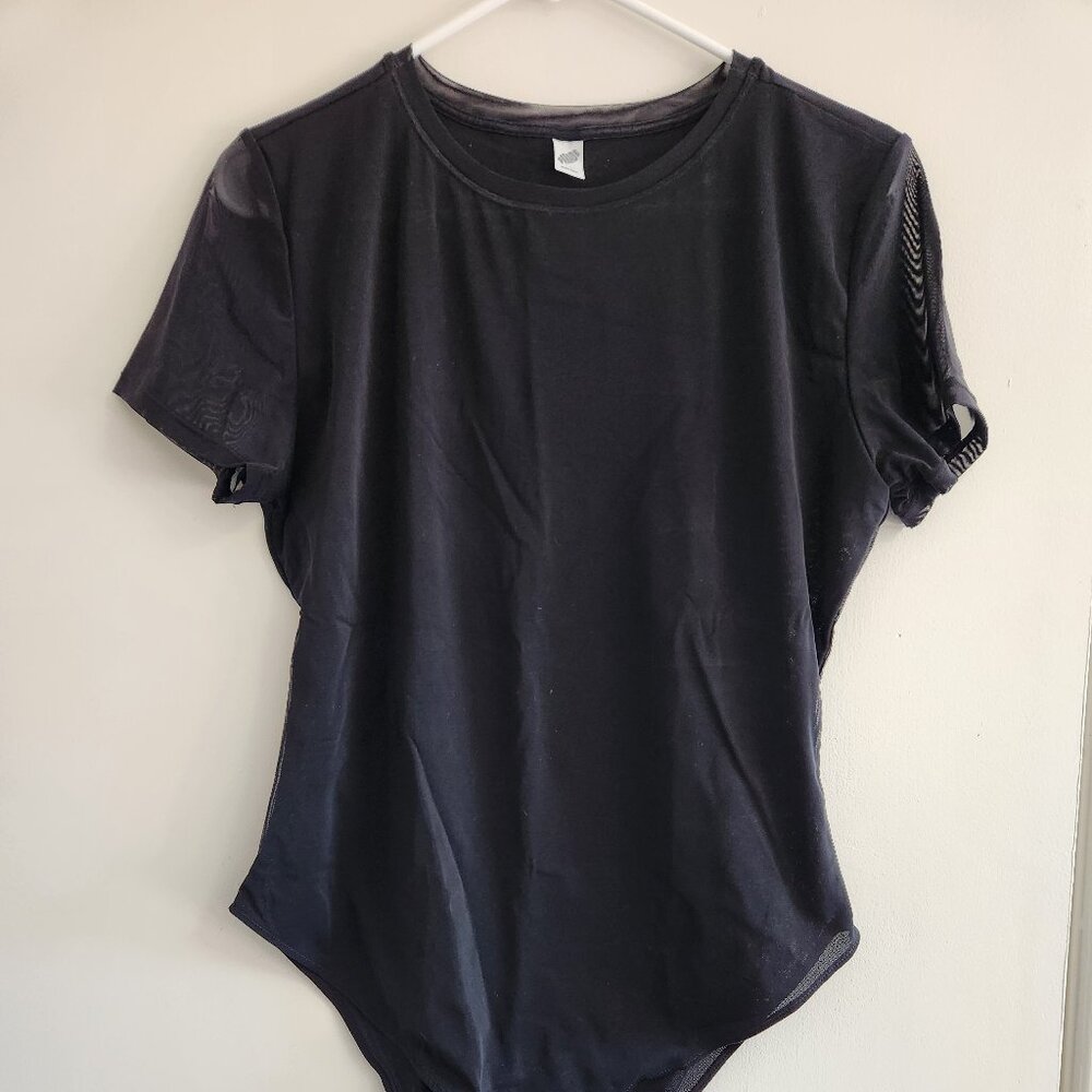 Black sheer t-shirt body suit